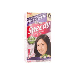 Japan Hoyu Bigen Speedy Conditoning Hair Color # 6 Medium Brown No Ammonia 40g+40g Hair Dye with Brush