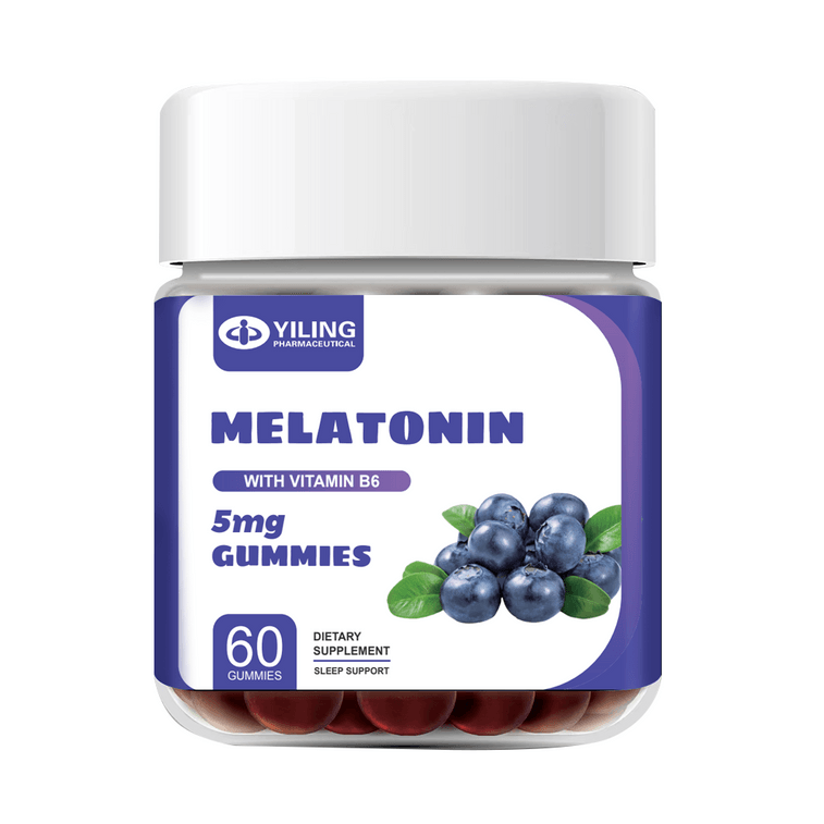 Yi Ling Melatonin Gummy improve sleep for adults blueberry flavor 60pcs/bottle
