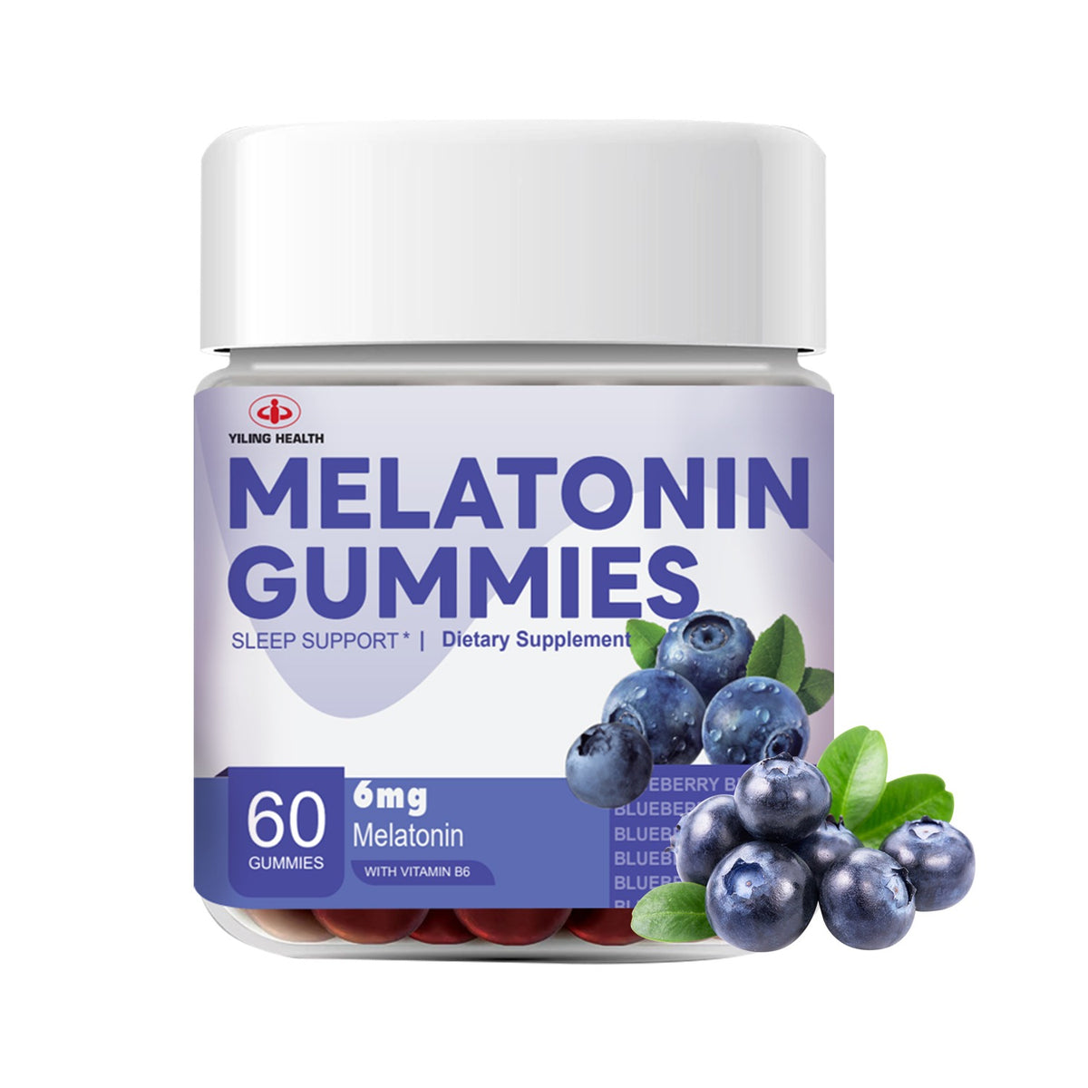 Yi Ling Melatonin Gummy improve sleep for adults blueberry flavor 60pcs/bottle