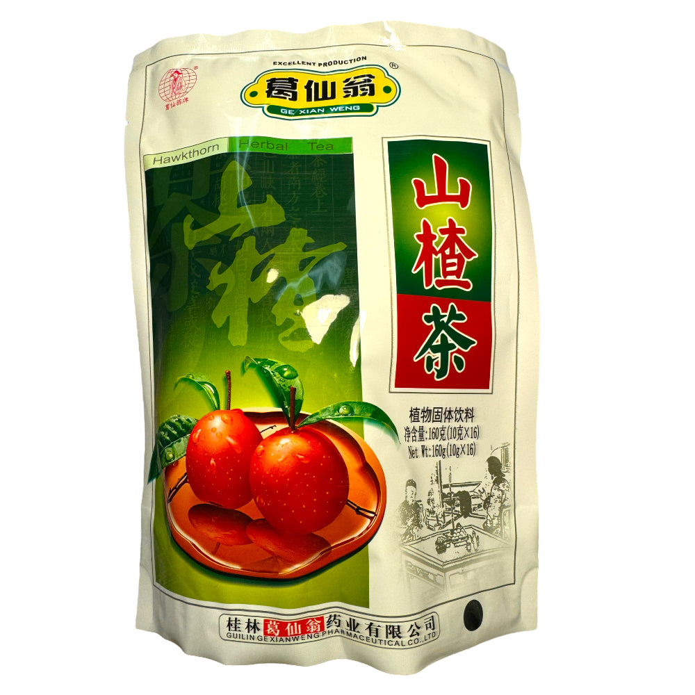 Ge Xian Weng Hawkthorn Herbal Tea Hawthorn 10g*16Bags Shan Zha Cha