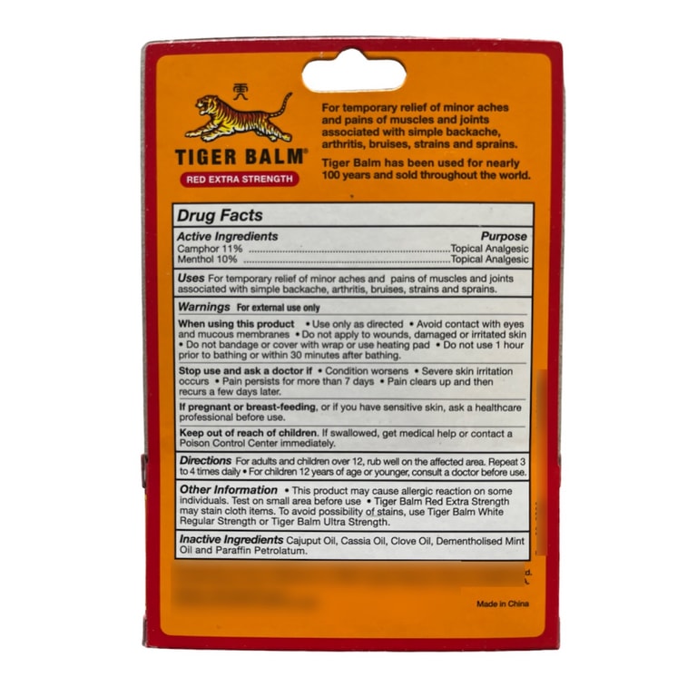 Tiger Balm Pain Relieving Ointment Red Extra Strength 18g