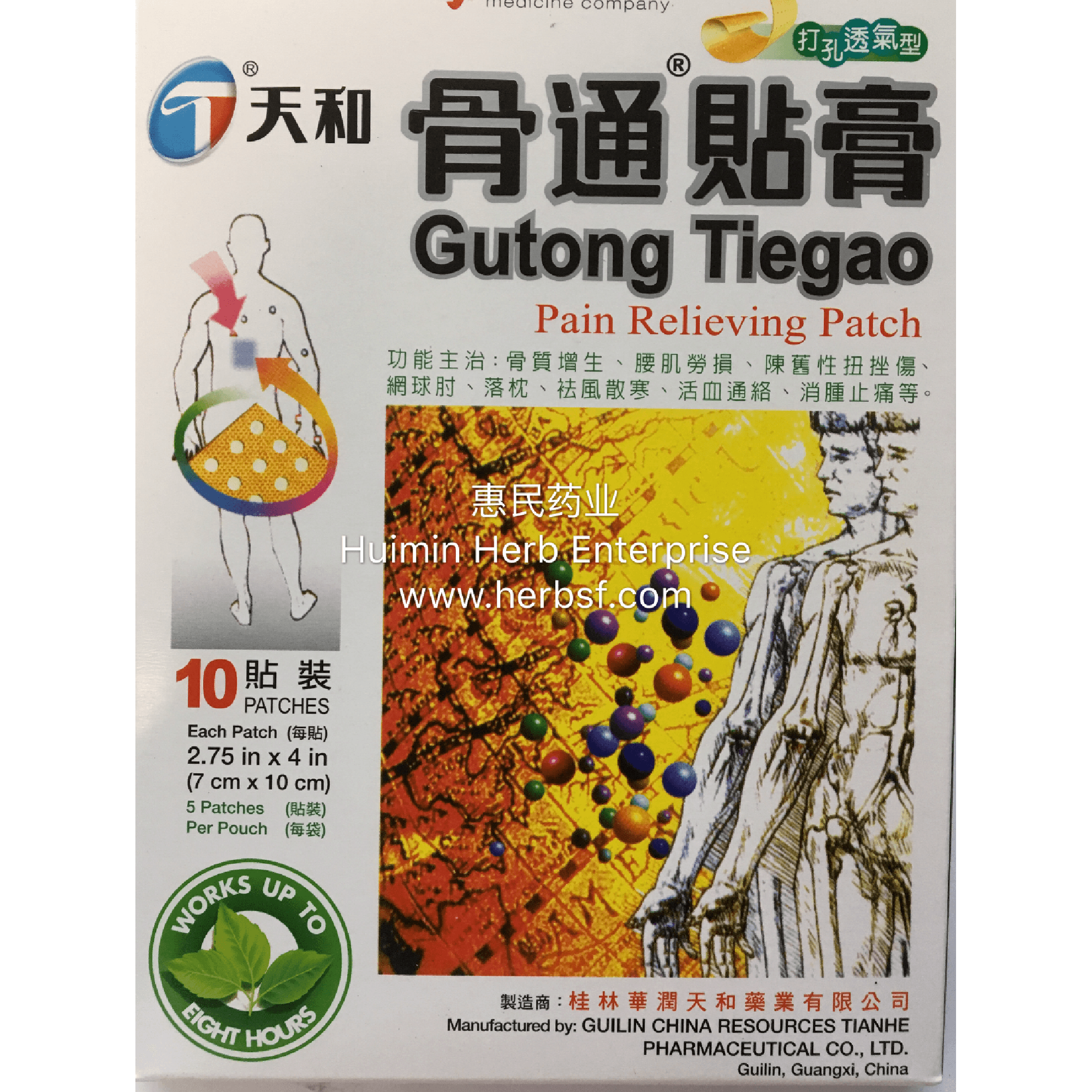 TianHe Gutong Tiegao Pain Relieving Patch 10 Plasters